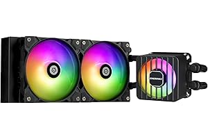 ENERMAX LIQMAXFLO 240mm Refrigeración Líquida CPU AIO - Bomba de Doble Cámara de Alto Rendimiento - ARGB VRM Ventilador - 380W+ TDP - 2x 120 PWM ARGB Silencio Ventilador - LGA 1700 y AM5/AM4 – Negro