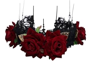COSDREAMER Serre-tête gothique avec couronne de roses (rouge 1)