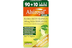 ‎ALSIROYAL Alsiroyal Plus Klima-Aktiv-Kapseln - 100 mg Soja-Isoflavone (100 Kapseln) - Lindert typische Erscheinungen der Wechseljahre - Hormon Balance Frauen - Wechseljahre Kapseln - Vegan