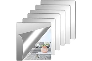 DONGDA 6 Pezzi Adesivi da Parete a Specchio, Specchio Adesivo Rettangolare, Parete Decorazioni Parete, Piastrelle Parete appiccicoso Specchio per Armadio Palestra Ingresso Soggiorno (Quadrato)