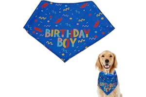 UXRADG Dog Birthday Bandana, Birthday Dog Bandana Boy Dog Neckerchief for Dog Birthday Present Triangle Dog Scarfs Bandanas for Small Medium Dogs Pets Birthday Party Supplies (Blue)