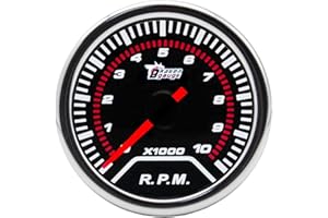 LKRXW Medidor de Tacómetro para Coche 52mm Indicador de Tacho para Auto 12V Blanco Luz Puntero Manómetro Revoluciones Automóvil Velocímetro Moto Instrumento Aguja RPM