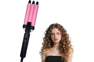 LAYHOU Lokówka 3 beczki, profesjonalna lokówka do włosów, antystatyczna nieparzona elektryczna lokówka 22 mm ceramiczna szybko nagrzewająca się do fal długich włosów krótkich jak