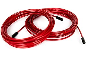 BRANK SPORTS® Pack de 2 Câbles en acier de rechange adaptables toutes Cordes à sauter | Longueur 3m50 | 2 diamètres et 7 couleurs au choix | Fixations remplacement incluses | Idéal confirmés aux double under