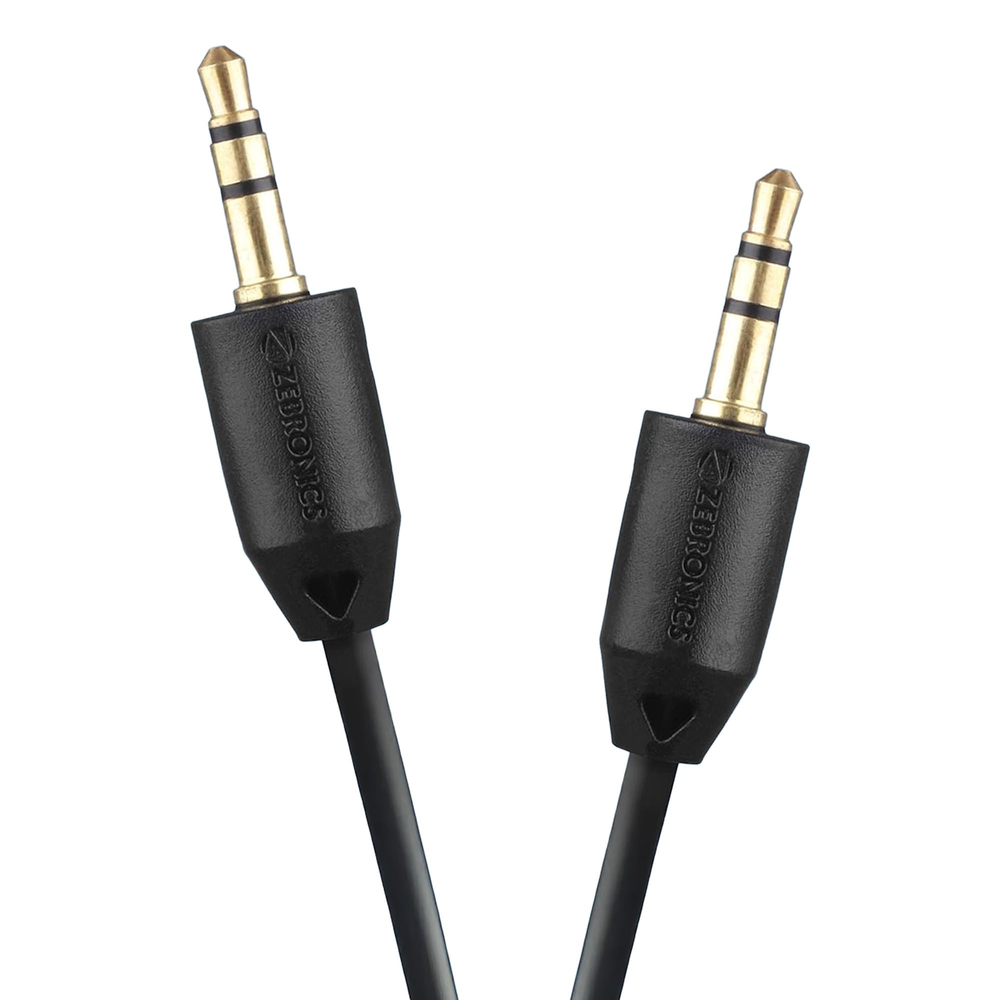 Zebronics ASC100 3.5mm AUX Male to Male cable with 1 meter length, stereo audio support, reinforced collars, for smartphones Laptops computers and speakers(Black)