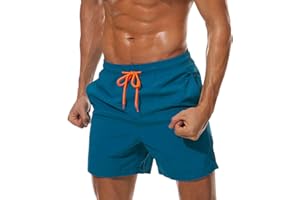 Qrity Homme Shorts de Plage, Short de Bain avec Poches, Séchage Rapide, Cordon de Serrage Réglable pour Vacance Natation Piscine