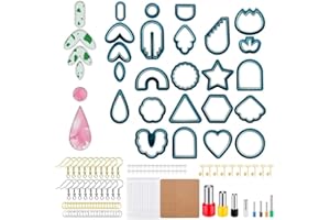 DanLink Juego de 142 Aretes de Arcilla Polimérica, Cortadores de Galletas de Arcilla con Tarjetas y Ganchos para Hacer Aretes, Joyería (Azul Oscuro)
