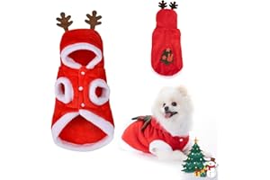 Nobleza - Ropa Navideña para Perro, Chaqueta con Capucha para Perro, Sudadera con Capucha, Invierno Cálido Otoño Invierno Mascota Reno Ropa de Algodón, Abrigo Traje de Fiesta de Disfraces de Navidad