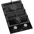 Bompani 30cm Built-in Hobs - 2 Gas Euro Type Pool Burners, Sabaf Burners, 8mm Tempered Black Glass - One Year Manufacturer Warranty BO263VFT Black