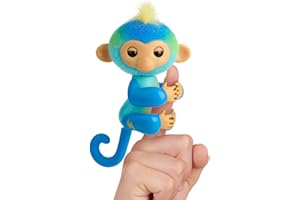 Fingerlings 2023 NEW Interactive Baby Monkey Reacts to Touch – 70+ Sounds & Reactions – Leo (Blue)