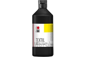 Marabu 17160075021 - Pintura textil negra 500 ml, pintura al agua para tejidos ligeros, lavable hasta 60°C, tacto suave, fácil de fijar con la plancha o al horno