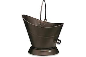 SRENDI Heavy Duty Metal Fireside Waterloo Bucket Fireplace Hod Scuttle Coal Fuel Ash Wood Log Storage Option with Shovel and Poker (Bronze/Oxy Waterloo Bucket)