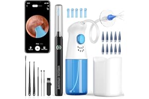 ‎QIMIC Qimic Ohrenreiniger Ohrenschmalz Entferner, 1080P Otoskop mit Licht, Ohrreiniger für Erwachsene, Ohrenspülung, Ohrspülsystem Ohrreinigungssetmit 10 Ohr Tipps und Wasser Fang Becken