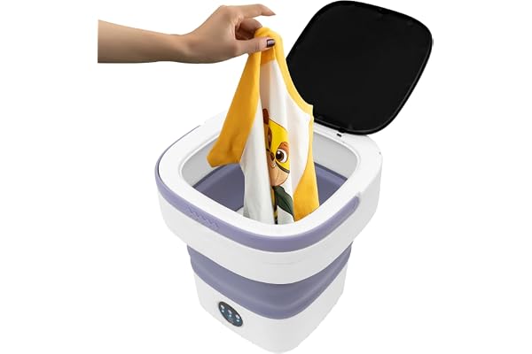 Xigner Mini lave-linge pliable 12L, lave-linge portable de camping avec essoreuse, panier de vidange, petite machine à laver pour sous-vêtements, vêtements de bébé, voyages, camping-car (Lina)