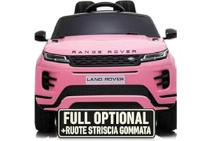 TOYSCAR Macchina Elettrica Per Bambini Range Rover Evoque Full Optional Auto Elettrica Per Bambini Telecomandata Sedile In Pelle Porte Apribili Doppio Motore Elettrico 12V (Rosa)