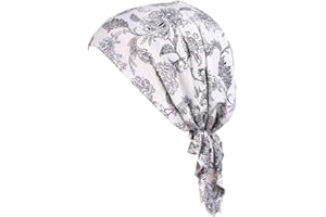 YONKOUNY Turban Chimio Femme Chapeau de Chimiothérapie Confort Coton Impression Foulard Chapeau Musulman Mode Coiffe Headwear Bonnet Elastique de Nuit pour Cancer Cheveux Perte
