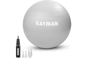 KAYMAN Exercise Ball Purple - Anti-Burst System, Non-Slip Rings, Durable Material, Easy to Inflate, Ideal for Yoga, Pilates, Fitness, Balance Training, Gym, and Home Workouts.