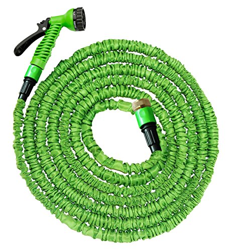 30.5 meters / 100 feet extendable flexible garden hose Flexible hose with knee safety from 3-layer natural latex 7 spraying functions / extension hose / stretchable up to 30.5 meters / 100 feet (100 Ft)