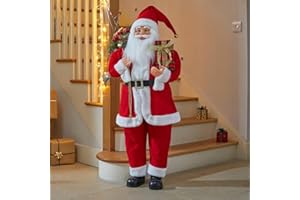 Marco Paul Interiors Estatua tradicional de lujo de Papá Noel de pie para decoraciones navideñas, llamativas de Navidad, figura festiva, adornos para padre