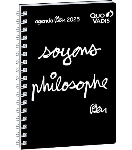 Agenda Scolaire 2024-2025 Quo Vadis - Journalier, Spiralé - Format 13x21 Cm - Couverture Souple Noir - Papier Clairefontaine - Fabriqué En France