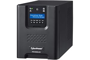 Cyberpower PR1500ELCD Line-Interactive Unterbrechungsfreie Stromversorgung (RJ-45, 17000mAh, 1350 Watt, USB), Schwarz, 1500va, 0R60020