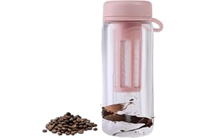 BBTISG Cold Brew Pitcher with Scale, 600ml Leakproof Cold Brew Bottle Portable Iced Coffee and Tea Infuser with Airtight Lid for Iced Tea, Coffee (Pink)