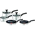 Tefal Comfort Max 5-Piece Stainless Steel Pots & Pan Set: Durable Cookware for Healthy Cooking, Induction Compatible, with St