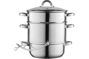 Florina Entsafter 7 l | Induktion Dampfentsafter FRUIT aus 18/10 Edelstahl | Fruchtenentsafter mit Glasdeckel | 10,5 l Füllvolumen | Induktionsgeeignet | Entsaften von Obst & Gemüse