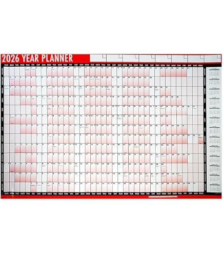 2026 YEAR WALL Planner A1 Uk Wall Calendar Yearly Planner Large Jan To Dec Full £11.25 - UK-1283175
