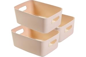 JMYDECOR Scatole di immagazzinaggio, scatola rettangolare, set di 3 cestini da studio in plastica organizzatore per cucina, casa, bagno, 20,5 x 14,5 x 7,5 cm