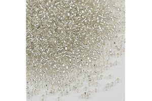 Tibaoffy Trasparente con rivestimento in argento Perline in vetro misura 12/0, 2 mm, per la creazione di gioielli (totale circa 100 g, circa 11000 grani‌)