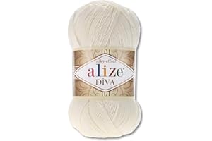 Frida's Wollhaus Alize Diva Laine pour tricot, crochet en microfibre - 100 g - 64 couleurs (62 - Crème clair)