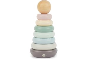 BIECO Torre Montessori per bambini | Torre Impilabile bambini | Giochi Legno | Giochi Montessori 9 Mesi | Arcobaleno Legno Montessori | Giochi Bambini 1 anno Torre impilabile Legno Torre Anelli legno