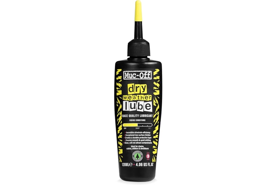 Muc-Off Dry Chain Lube - Wax-Based Biodegradable Bike Chain Oil for Dry Weather - Silky Gear Shifts - MTB, Road & Cyclocross Biking Essentials - 120ml