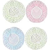 4 Pezzi Cuffia Doccia Riutilizzabile Impermeabile Cuffia da Bagno Elastica Grande Shower Caps, Capelli Protezione per Donna D