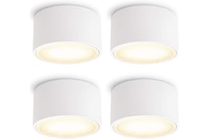 ‎SSC-LUXON SSC-LUXon CELI-X LED Aufbauspot flach 4er Set mit großer Leuchtfläche - LED GX53 mit 4,5W warmweiß 230V - Aufbaustrahler rund
