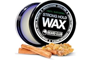 BEARD CLUB Cire Coiffante Fixation Forte pour Cheveux, Baume a Barbe et Cire à Moustache - 100% Naturelle - Bois de Santal & Encens Oliban - Revitalise Cheveux et Poils - Effet Mat Longue Tenue