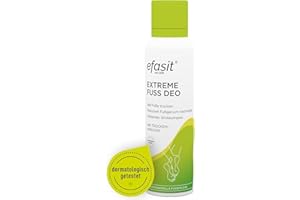 ‎EFASIT efasit Extreme Fußdeo - zuverlässige 48h Trocken Wirkung bei stark schwitzenden Füßen, Fußdeo reduziert den Fußgeruch, frischer Duft, Antitranspirant Füße, 150 ml