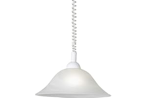 EGLO Albany Pendant Light with Spiral Cable, Height-Adjustable, Living Room Lamp, Hanging Made of Alabaster Glass, Plastic, White, Dining Table Lamp E27