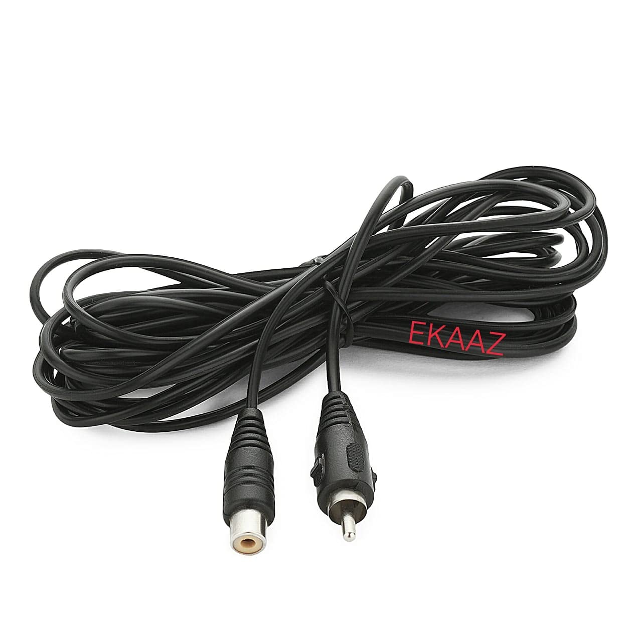 EKAAZ Audio Video Rca Extension Rca Cable Male To Female For Speaker, Subwoofer, Amplifier, Camera, Hdtv, Rca Audio Extender cable, Black 15ft / 5 meter