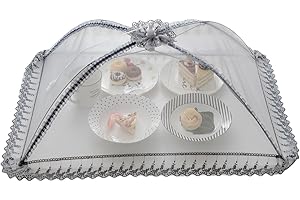 WUYUE HUA Tenda coprivivande a ombrello, apertura a scatto, grande, in rete, riutilizzabile e pieghevole, per coprire gli alimenti durante i picnic all’aperto, tiene lontane mosche, insetti e zanzare