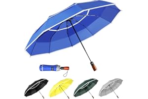 YumSur Ombrello Pieghevole Automatico, Umbrella Antivento Ombrello da Viaggio compatto, impermeabile, anti-UV, Ombrello Portatile Automatico Con Maniglia Antiscivolo Per Uomo e Donna