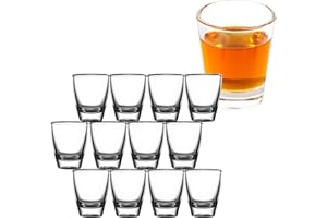 GOIEHIR 12 PCS Bicchierini Shot a Base Spessa, 35ml/3cl Bicchierini da Liquore, Piccoli Bicchieri in Vetro, Lavabili in Lavastoviglie, Bicchieri Amaro, per Tequila Whisky, Gin, Vodka