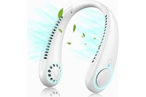 TIMIYOU Tragbarer USB Ventilator, Mini USB Nackenventilator mit 3000mah Akku Aufladbar, 3 Geschwindigkeiten, Neck Fan mit keine Klingen für Wandern, Outdoor Sport, Reisen, Zuhause, Büro