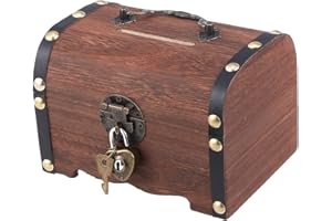 Homoyoyo en Bois Coffre Au Trésor Boîte De Rangement Rétro Tirelire Tirelire avec Serrure Et Clés Boîte De Rangement pour Les Souvenirs Argent Bijoux Jouet Trésors