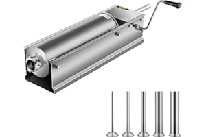 BuoQua Embutidora de Chorizos Horizontal de Acero Inoxidable 7L Llenadora Manual de Salchichas para Hacer Salchichas Chorizo Hot Dogs Bratwurst Adecuado Tanto para Uso Doméstico como Comercial