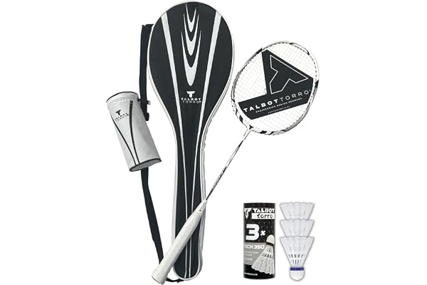 Talbot Torro Isoforce 211 Starterset, Set d'Initiation de Badminton Composé de 1 Raquette en Graphite, 3 Volants, Sac, 449521