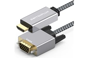SWITCHFLUX HDMI to VGA 15Feet Cable Gold-Plated Video Converter Cord, HDMI Male to VGA Male Unidirection Adapter Compatible for Computer Laptop PC Projector Xbox