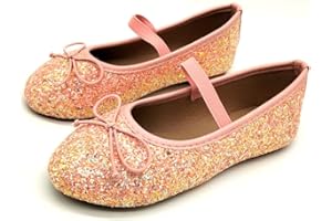 Gizelle Mary Jane Mädchen-Kleid, flach, Brautparty, Glitzer, Prinzessinnen-Hochzeitskleid, glitzernd, Brautjungfernschuhe für Kinder