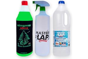 MASTER LAP Nicegreen Ultra Pack Eléctrico - Limpiador Ecológico con Difusor + Agua Destilada 2L, Ideal para Coches Eléctricos y Hogar